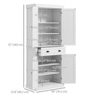 HOMCOM 72.5" H Tall Kitchen Pantry Cabinet with Drawer - White-The front doors have a magnetic closure 