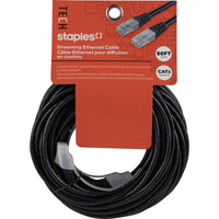 Staples CAT 6 Network Cable - 50 ft-Backwards compatible – Backwards compatible with Cat5 and Cat5e cables, this Cat6 cable connects high-speed network devices such as a computer, cable/DSL modem, network switch or router, streaming device, game console and more