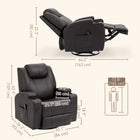 HOMCOM - Fauteuil de massage en cuir PU avec siège pivotant à 360 degrés - brun-Poches latérales et porte-gobelets inclus 