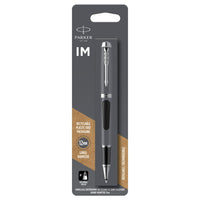 Parker − Stylo à bille IM − laqué noir avec bordure chromée − pointe fine − encre noire-La rencontre des conceptions élégantes, raffinées et établies et d’une silhouette moderne et profilée