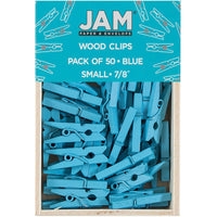 JAM Paper - Pinces à linge en bois - petites - 2 -2 cm - bleues - 50 pinces à linge par paquet-Couleur : Bleu