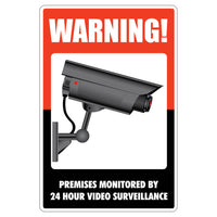 Cosco Video Surveillance Indoor/Outdoor Wall Sign - 8" x 12" - White/Black/Red-Printed plastic sign