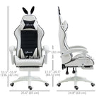 HOMCOM Reclining Gamer Chair with Footrest - Black-Adjustable height from 17.3" to 20.5" (44 to 52 cm), gaming chair adapts to your sitting style and desk dimensions