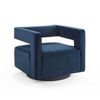Modway - Booth Performance Velvet Fauteuil pivotant en velours de performance - Bleu Minuit-Fauteuil pivotant Glam Deco