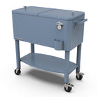 Permasteel 80 qt Rolling Patio Cooler with Divider & Shelf - Blue-Spacious 80 quart capacity provides generous storage for up to 110 12oz cans, plus ice