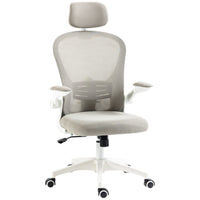 Vinsetto - Chaise de bureau en maille avec appui-tête et soutien lombaire 4D - gris-Faites une pause et détendez‑vous grâce à la fonction d’inclinaison