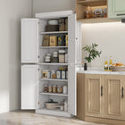 HOMCOM 72.5" H Freestanding 4-Door Kitchen Pantry Cabinet with Shelves - White-Two adjustable shelves allow easy storage of oversized items without worrying about their fit 