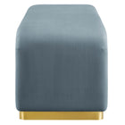 Modway - Koda Performance Velvet Banc long de la chute d’eau - Bleu Cadet en Laiton-Socle métallique