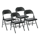 Work Smart - Chaise pliante avec siège et dossier en métal - Noir - Paquet de 4-Siège et dossier em métal