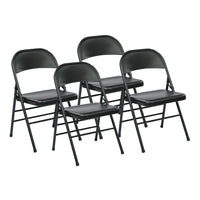 Work Smart - Chaise pliante avec siège et dossier en métal - Noir - Paquet de 4-Siège et dossier em métal