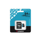 Kingston 64 GB microSDXC Canvas Go Plus Gen4 Card + Adapter-U3 & V30 speed performance