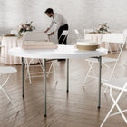 Flash Furniture 48" Round Granite Plastic Folding Table - White-Seats up to 5-6 Adults