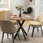 HOMCOM - Table de cuisine ronde 29,5 po avec pied en acier pour petits espaces - brun-Son design rond le rend plus sûr pour les familles avec enfants 