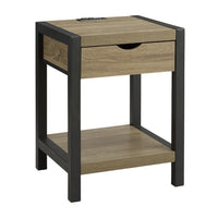 Monarch Specialties 3200 24" Contemporary Side Accent Table 2-Tier - Storage Drawer - Dark Taupe Laminate - Black Metal-This 24" high accent table features a trendy dark taupe laminate finish paired with sleek black metal, making it a fashionable addition to any modern decor