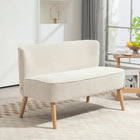 HOMCOM 46" Loveseat Sofa with Wood Legs - Cream White-Can be placed anywhere, from living room, bedroom to home office .
