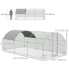 PawHut Galvanized Large Metal Chicken Coop Cage - 9.2' x 18.7' x 6.5' - Silver-Tall height allows owners to enter and exit feeding areas easily 