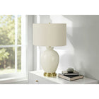 Monarch Specialties - Luminaire - 26 po H Lampe De Table - Abat-Jour Ivoire / Crème - Crème Céramique - Transitionnel-L'interrupteur rotatif à 3 voies pratique utilisant une puissance maximale de 100 W/120 V (ampoule non incluse), vous permet de régler l'ambiance lumineuse de faible à forte dans votre salon, votre bureau à domicile ou votre chambre à coucher