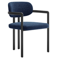 Modway Elio Barrel Fabric and Metal Dining Chair - Black/Navy-Modern Barrel Dining Chair