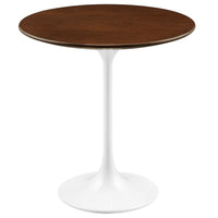 Modway Lippa 20" Round Wood Side Table - White/Walnut-Modern Side Table