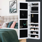 HOMCOM Mirror Jewelry Cabinet with Full Length Mirror - 14.5" L x 3.75" W x 47.75" H - White-Real glass mirror for applying makeup easily 