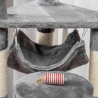 PawHut - Arbre à chat 52 po, tour à plusieurs niveaux avec hamac, lit, poteaux à griffer en sisal - gris-Léger et portable, peut être déplacé d'un endroit à un autre 