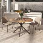 HOMCOM - Table à manger ronde 47 po avec pieds en acier - brun-Pieds réglables pour rester stable, même sur des sols irréguliers 