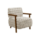 Monarch Specialties Upholstered 31"H Modern Accent Chair With Walnut Solid Wood Supports - Light Grey Faux Fur-This upholstered accent chair features a softly curved silhouette in a light grey faux fur fabric, creating a warm, inviting presence that complements both a living room and bedroom.
