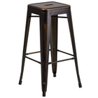 Flash Furniture 30" High Backless Distressed Copper Metal Indoor-Outdoor Barstool-Stackable Industrial Style Modern Stool