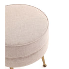 Manhattan Comfort - Bailey pouf capitonné 46 cm style milieu du siècle en mélange de polyester - flocon d’avoine avec pieds dorés-Mesures de la hauteur des jambes : 8,66 po