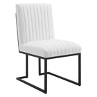 Modway Indulge Channel Tufted Fabric Dining Chair - White-Channel Tufted Dining Chair