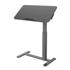 ShoppingAll Mobile OverBed Pneumatic Adjustable Laptop Stand with Hidden Caster Wheels - 31.5'' Tabletop - Black-Slim Steel Base: Low-profile base is only 1.2" (3 cm) high—perfect for sliding under sofas or beds for closer reach and comfort.