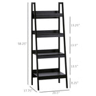 HOMCOM - Étagère Bibliothèque à 4 niveaux en forme d’échelle - noir - lot de 2-Fabriqué en MDF de grade E1 et en acier pour une solidité et une durabilité accrues 
