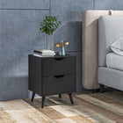 HOMCOM - Table de nuit moderne avec 2 tiroirs et pieds en bois - noir-Deux tiroirs offrent beaucoup d’espace pour ranger des livres, des stylos ou des essentiels de nuit 