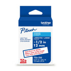 Brother Laminated Tape for P-touch Label Maker - 12 mm - Red Print on White Label-Red on white laminated TZe 12 mm tape for use with Brother P-touch label makers 