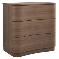Modway Mirae 3-Drawer Curved Compact Dresser - Brushed Brown Oak-3-Drawer Compact Dresser