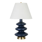 Hudson&Canal - Lampe de table Carleta (67,3 cm) à triple gourde avec abat-jour en tissu - Bleu/blanc-Design moderne et contemporain pour votre salon, espace de travail ou table de chevet