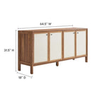 Modway Capri 65" Wood Grain Sideboard Storage Cabinet - Walnut-MDF and Particleboard Construction