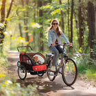 Aosom - Remorque de vélo 2-en-1 pour enfants, poussette bébé pliable - rouge-Convient à deux enfants mesurant moins de 43,3 po (110 cm) de hauteur 