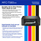 Brother - MFC-T580DW Imprimante tout-en-un à jet d’encre couleur sans fil INKvestment Tank assortie de 3 ans d’encre-Impression rapide jusqu’à 16 ppm mono et 9 ppm couleur