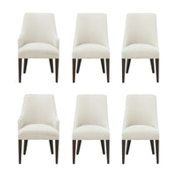 Manhattan Comfort - Ensemble de 6 chaises et fauteuils de salle à manger Beever modernes en chenille, coloris crème-Chaise de salle à manger moderne 6 pièces et fauteuil pour salle à manger et usage de travail