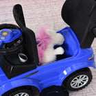 Aosom - voiture à pousser et à glisser 2 en 1 pour enfant - bleu-Comprend un espace de rangement situé sous le siège de la voiture 