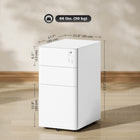 Vinsetto 3-Drawer Steel Letter/A4 Filing Cabinet Lockable - White-Top lock secures all drawers to protect sensitive documents, two keys included
