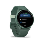 Garmin vivoactive 6 Smartwatch - Metallic Jasper Green with Jasper Green Band-WORKOUT OPTIONS - From daily suggested walking workouts to step-by-step workouts for strength, HIIT, yoga, Pilates, mobility and more, it’s never been easier to move. Simply find the animated workouts in the Garmin Connect app, and download them onto your smartwatch. Increase your flexibility and strength with new downloadable mobility workouts and an activity profile. Plus, get push and handcycle workouts for wheelchair users.
