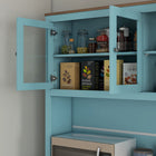 HOMCOM 71" H Pantry Cabinet with Microwave Space and Buffet Hutch - Blue-Melamine and painted surfaces are easy to clean and maintain 