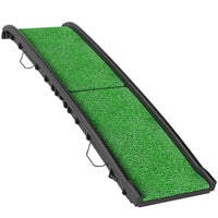 PawHut - Rampe pliable pour animaux 61 po avec surface en gazon, rebords latéraux surélevés-La rampe extra-longue de 61 po (150 cm) crée une pente douce, protégeant les articulations de votre animal 