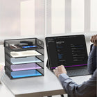 ShoppingAll Metal Mesh 5-Tier Tray Letter and File Desk Organizer with Handle-Durable Mesh Steel Design – Crafted from reinforced steel mesh with a sleek powder-coated finish, offering both style and long-lasting strength