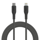 AXS PROCharge Premium USB-C to Lightning Braided Cable - Black/White-Made from recycled materials