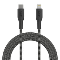 AXS PROCharge Premium USB-C to Lightning Braided Cable - Black/White-Made from recycled materials