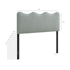 Modway Athena Striped Fabric Upholstered King Size Headboard - Spa Blue Stripe-Scalloped Wave Design