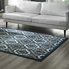 Modway - Kalinda Treillis rustiques vintage marocains Tapis de 5 pi l x 8 pi L - Ivoire marocain bleu et brun-Dessous en caoutchouc de prise